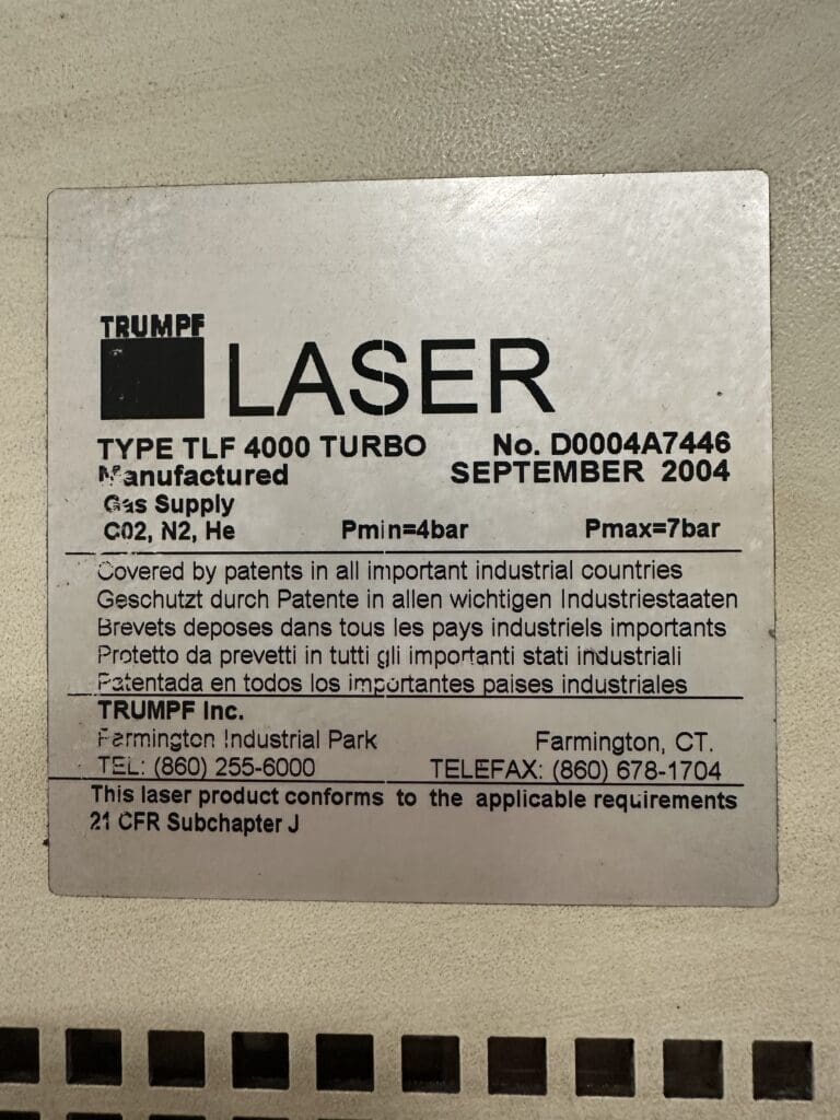 2004 Trumpf Trumatic L3030 Laser, photo 15 of 16