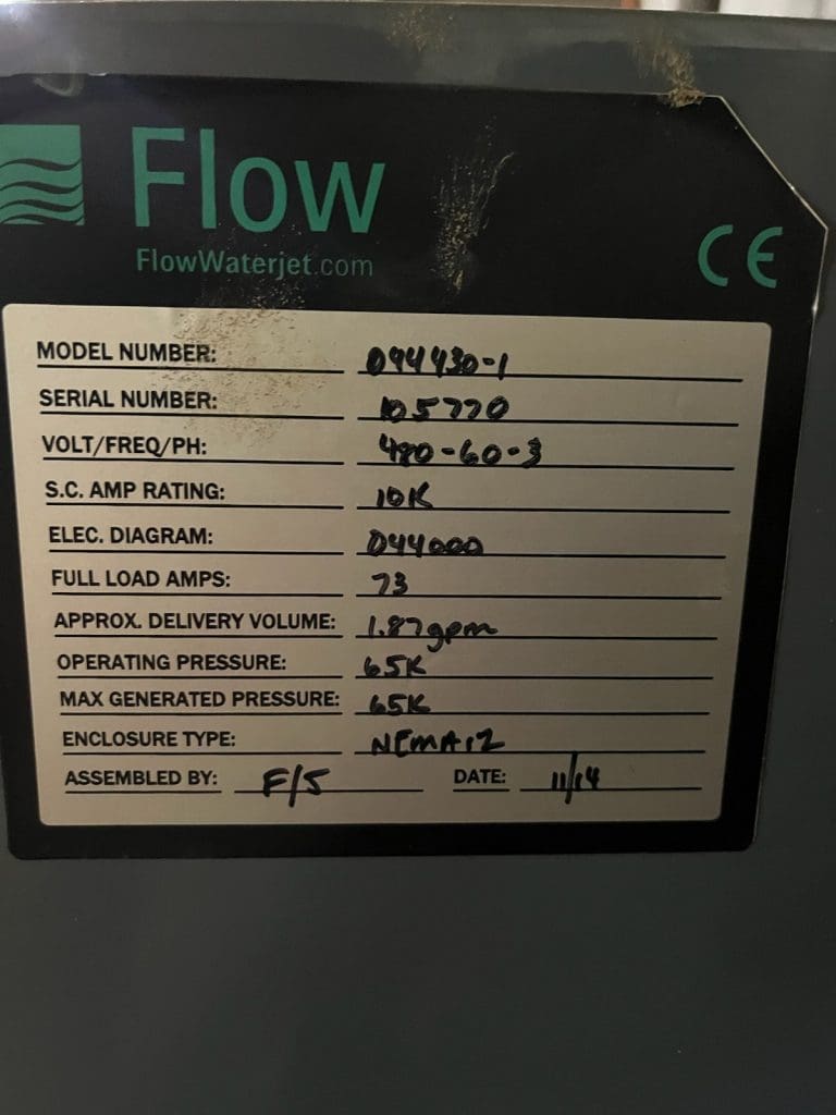 Used Flow Mach 3 2513b CNC Waterjet For Sale