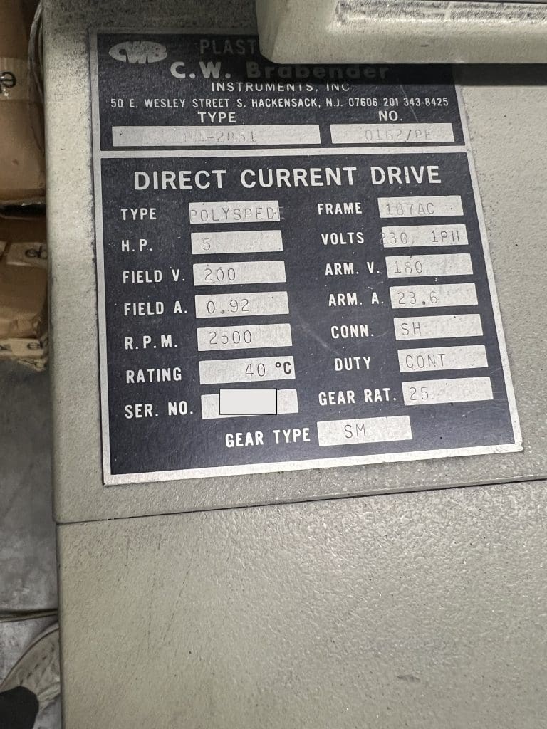 1994 Brabender TSM/D6 Extruder, photo 6 of 6