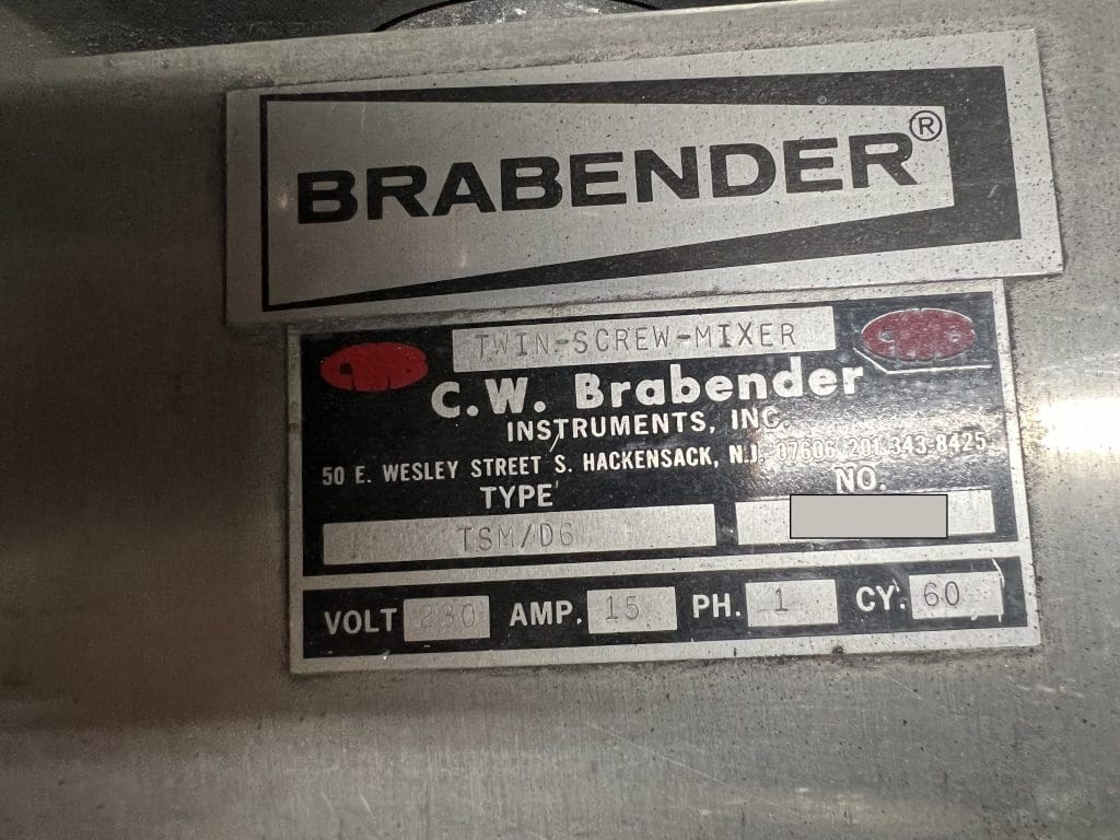1994 Brabender TSM/D6 Extruder, photo 5 of 6