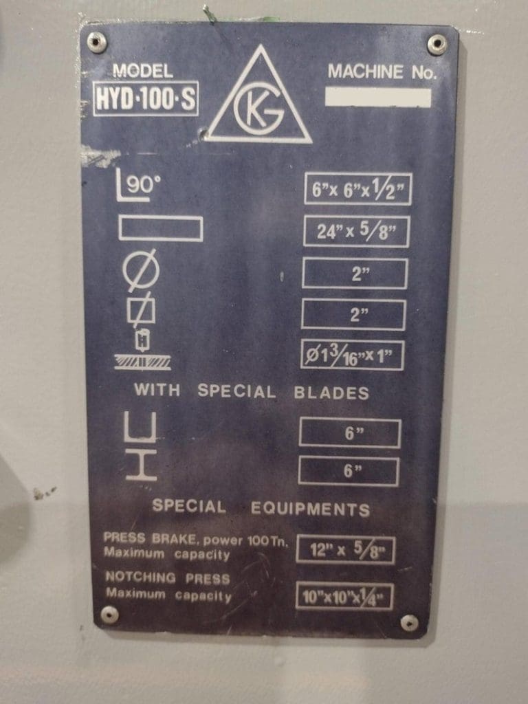Used Geka Hydracrop 100-S Ironworker For Sale