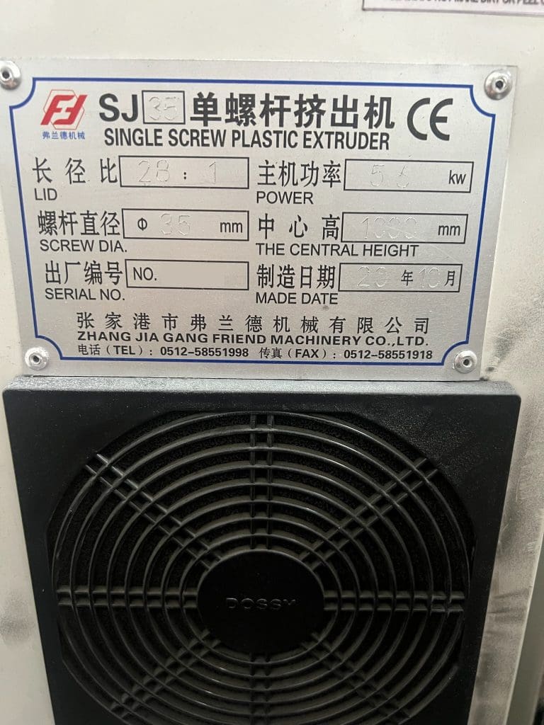 Used Zhang Jia Gang Friend Machiney Co. FLD-SJ Extruder for Sale