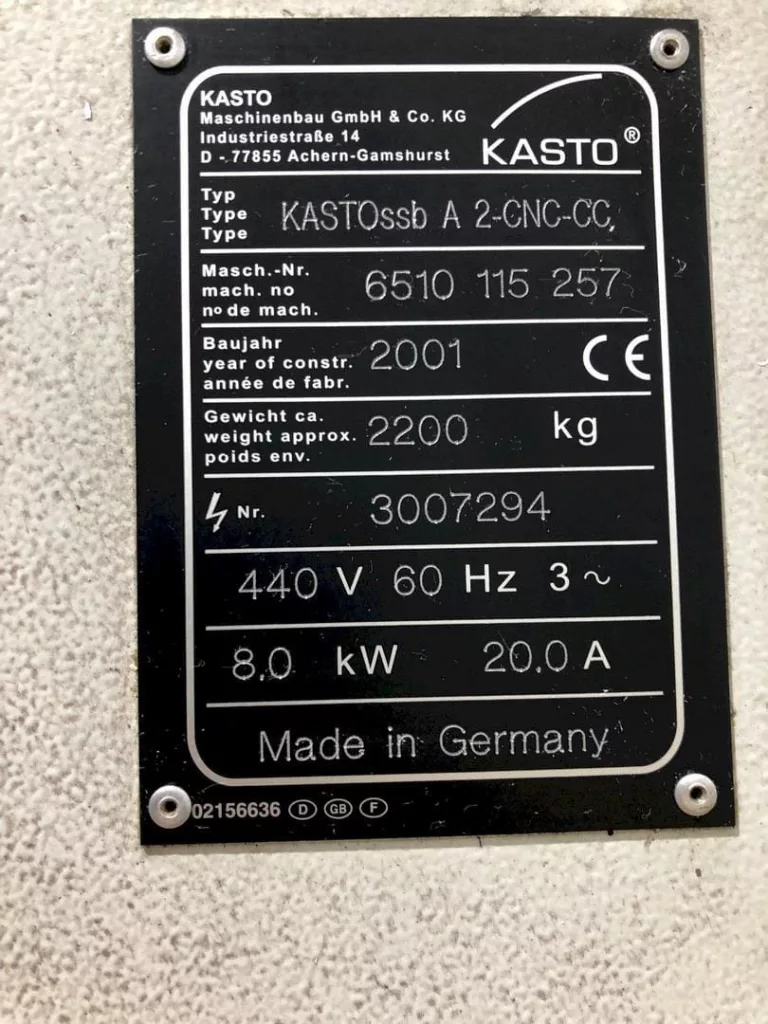 2001 Kasto SSB A2-CNC-CC Saw, photo 25 of 25