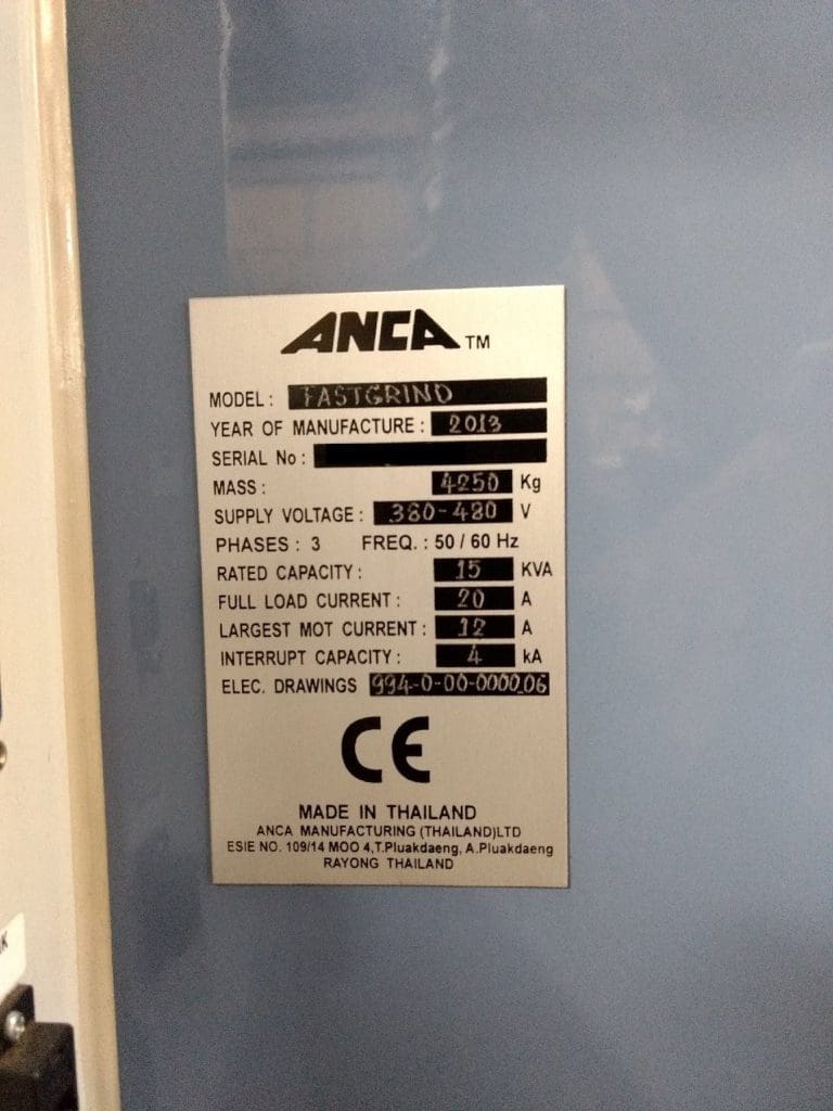 Used Anca FastGrind CNC Grinder For Sale