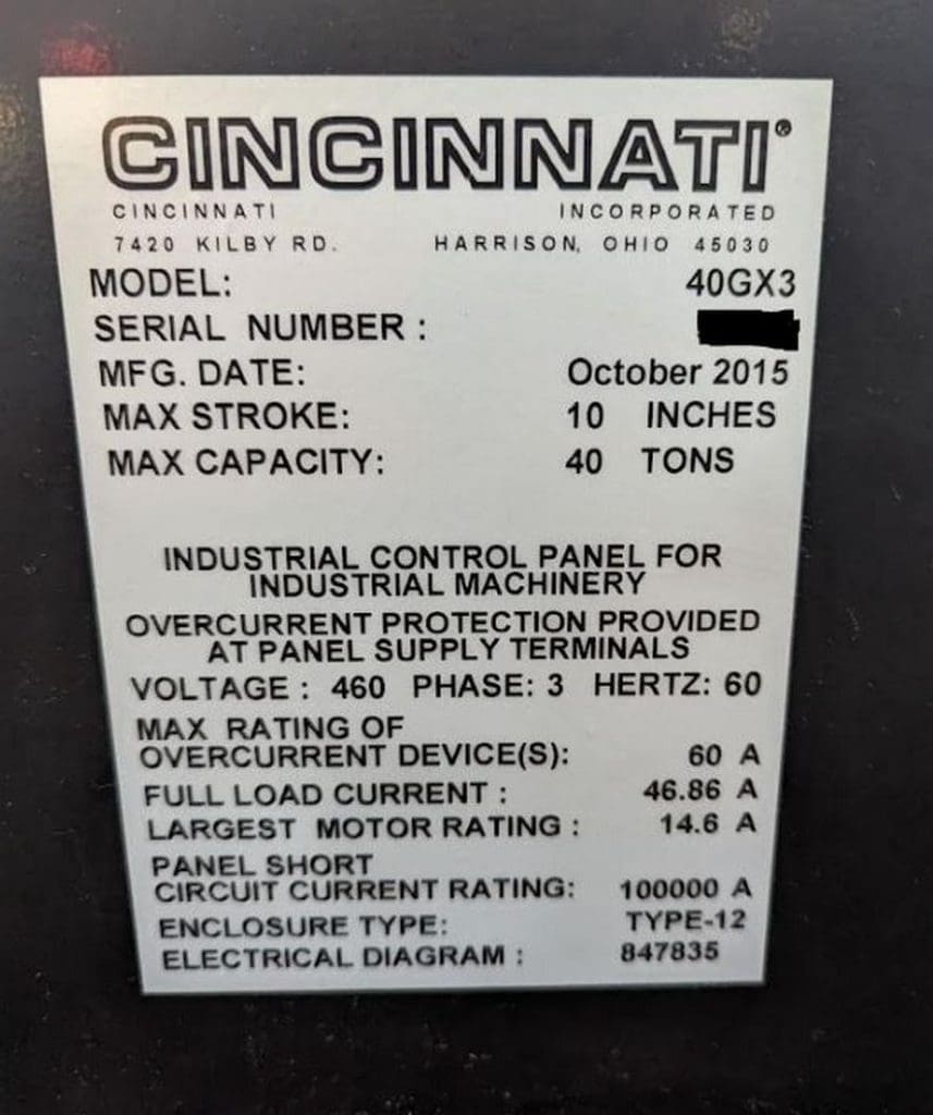 Used Cincinnati GoForm 40GX3 Press Brake For Sale