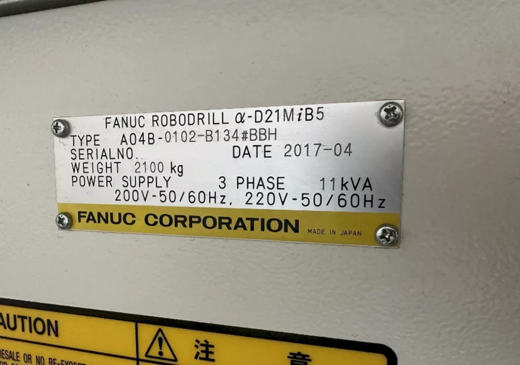 2017 Fanuc Robodrill a-D21MiB5 CNC Vertical Machining Center, photo 10 of 10