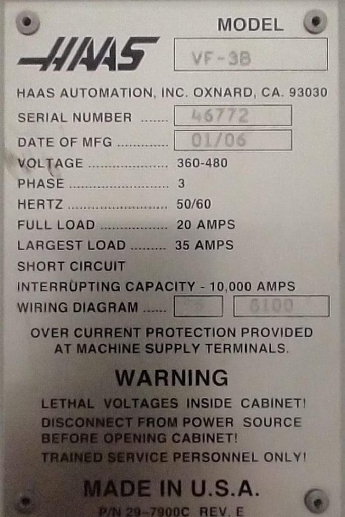 2006 Haas VF-3 CNC Vertical Machining Center, photo 6 of 30