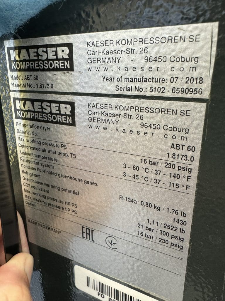 2018 Kaeser ASD 40 T Compressor, photo 7 of 8