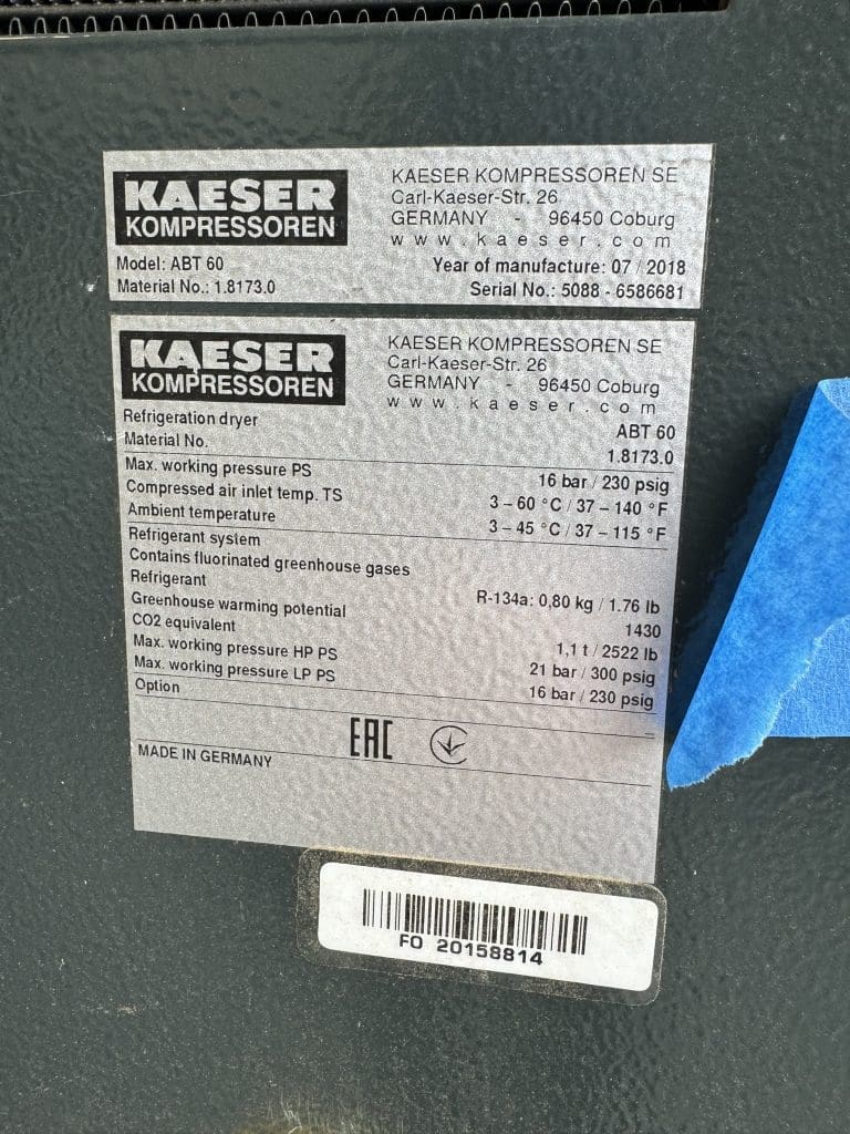 2018 Kaeser ASD 40 T Compressor, photo 7 of 7
