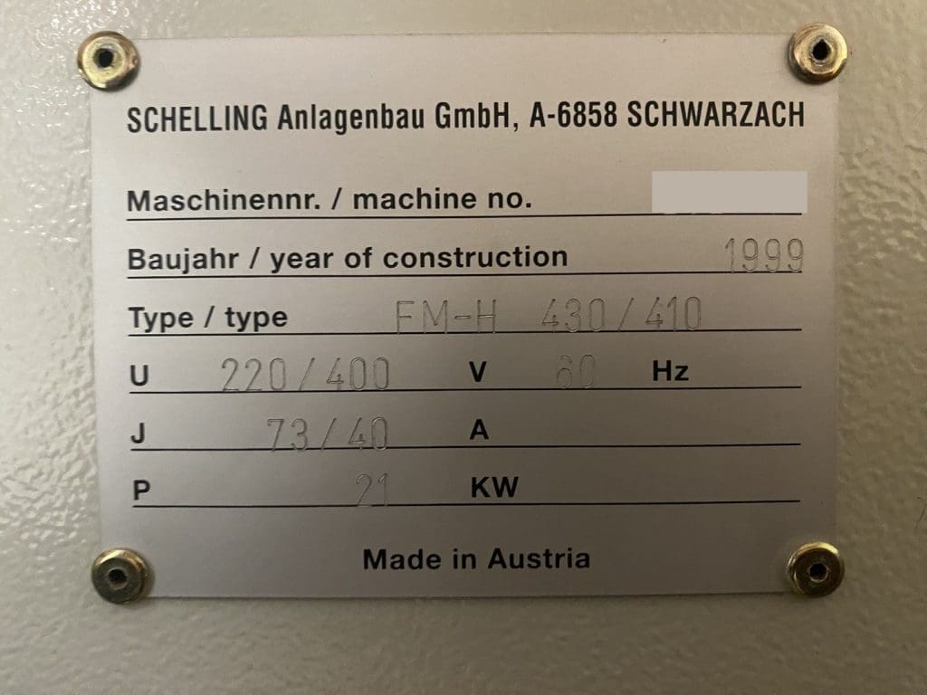 Used Schelling FM-H 430/410 Saw For Sale