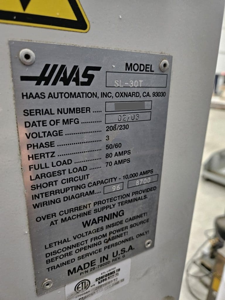 Used Haas SL-30T CNC Lathe For Sale