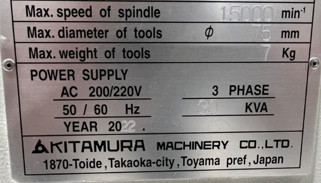Used Kitamura MyCenter 4XV CNC Vertical Machining Center For Sale