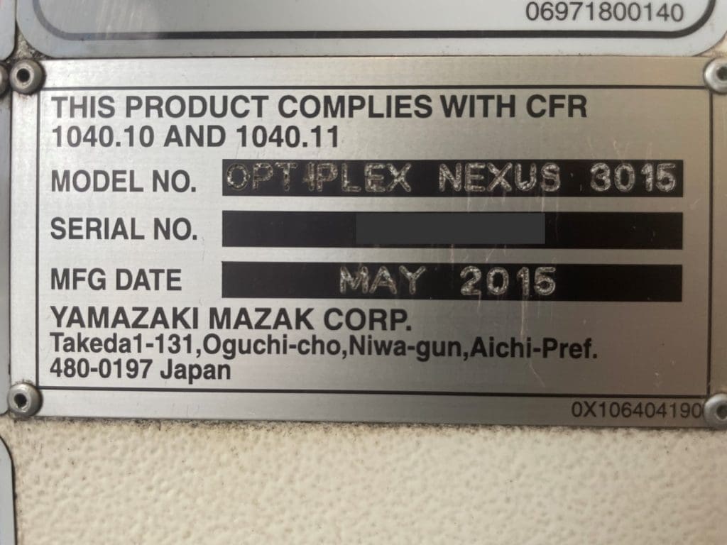 Used Mazak Optiplex Nexus 3015 CNC Laser For Sale