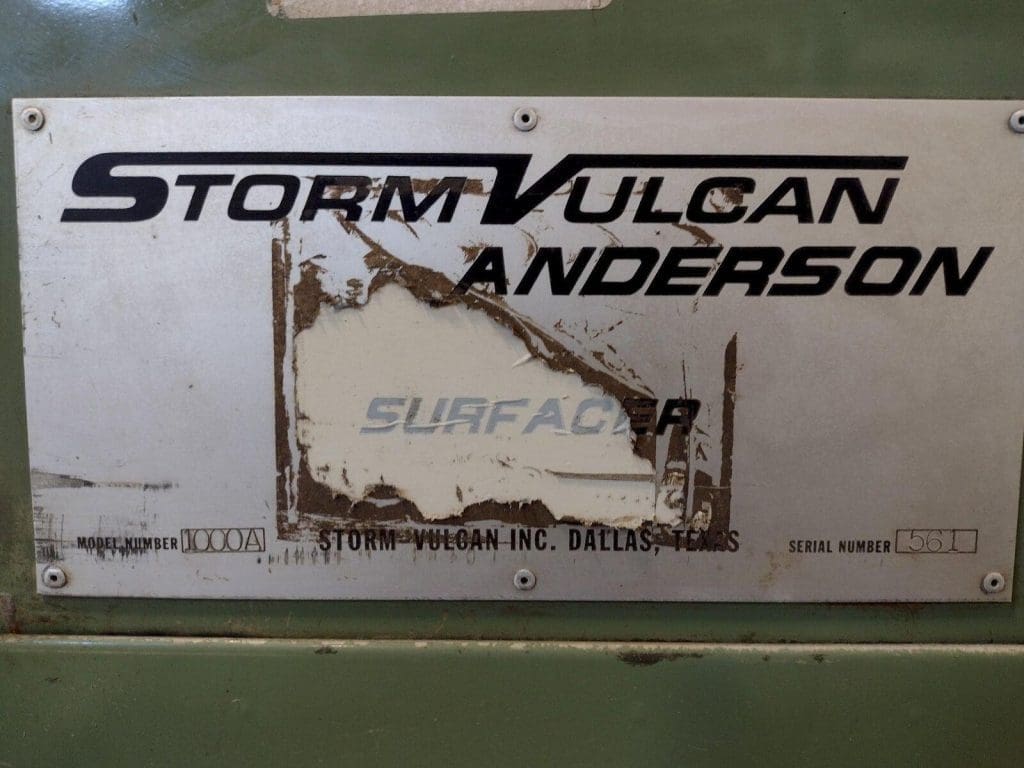 Used Storm Vulcan 1000A Surface Belt Sander For Sale
