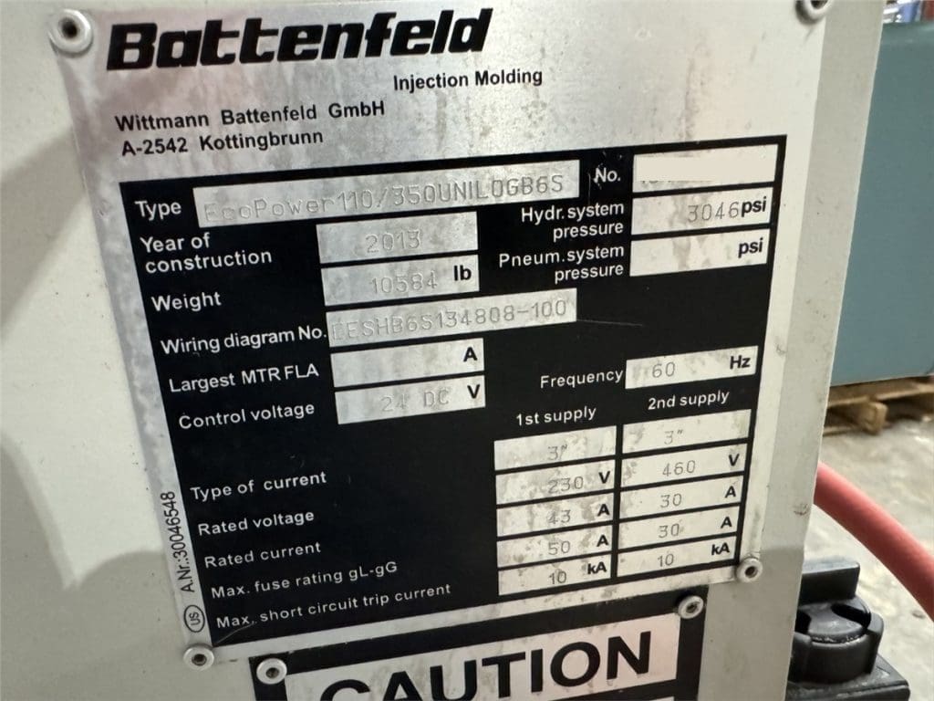 Used Battenfeld Ecopower 110/350 Injection Molding Machine for Sale