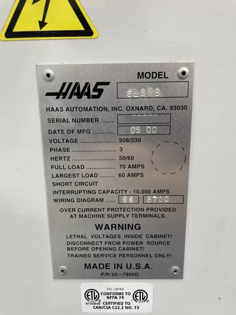 2005 Haas SL-20B CNC Lathe, photo 5 of 5