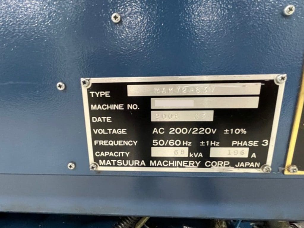 Used Matsuura MAM72-63V CNC Vertical Machining Center For Sale