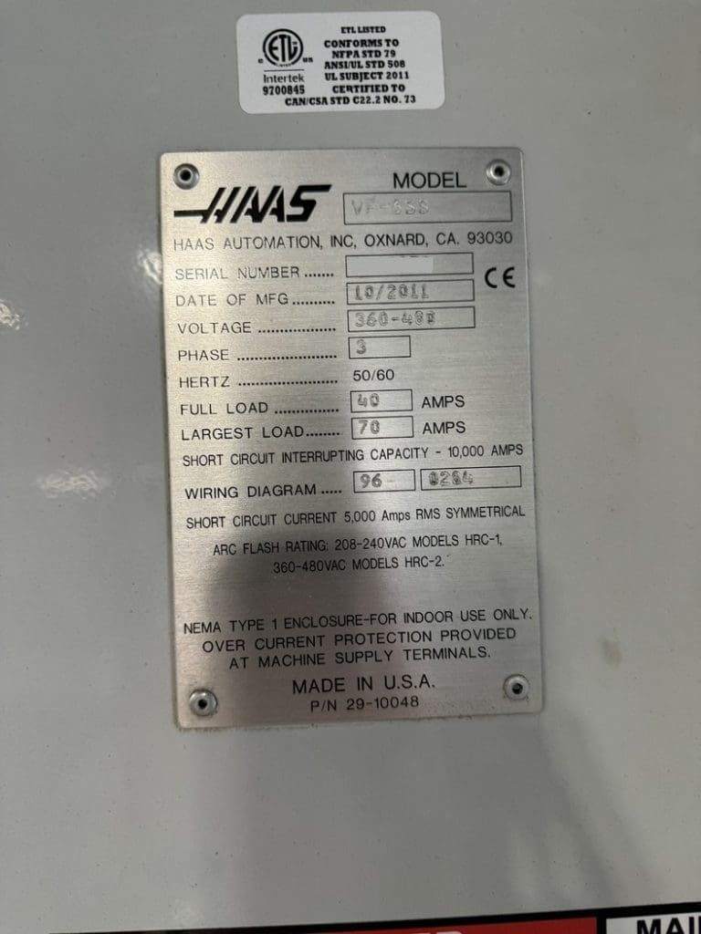 Used Haas VF-6SS CNC Vertical Machining Center For Sale
