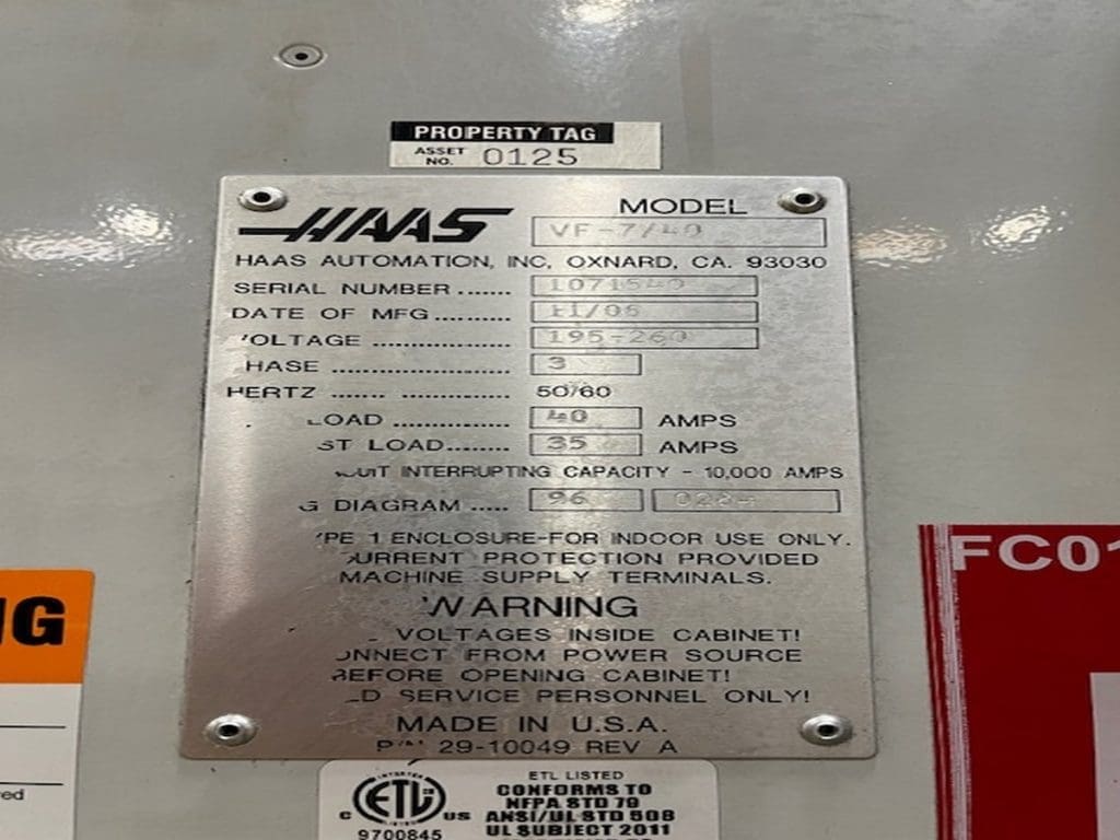 Used Haas VF-7 CNC Vertical Machining Center For Sale