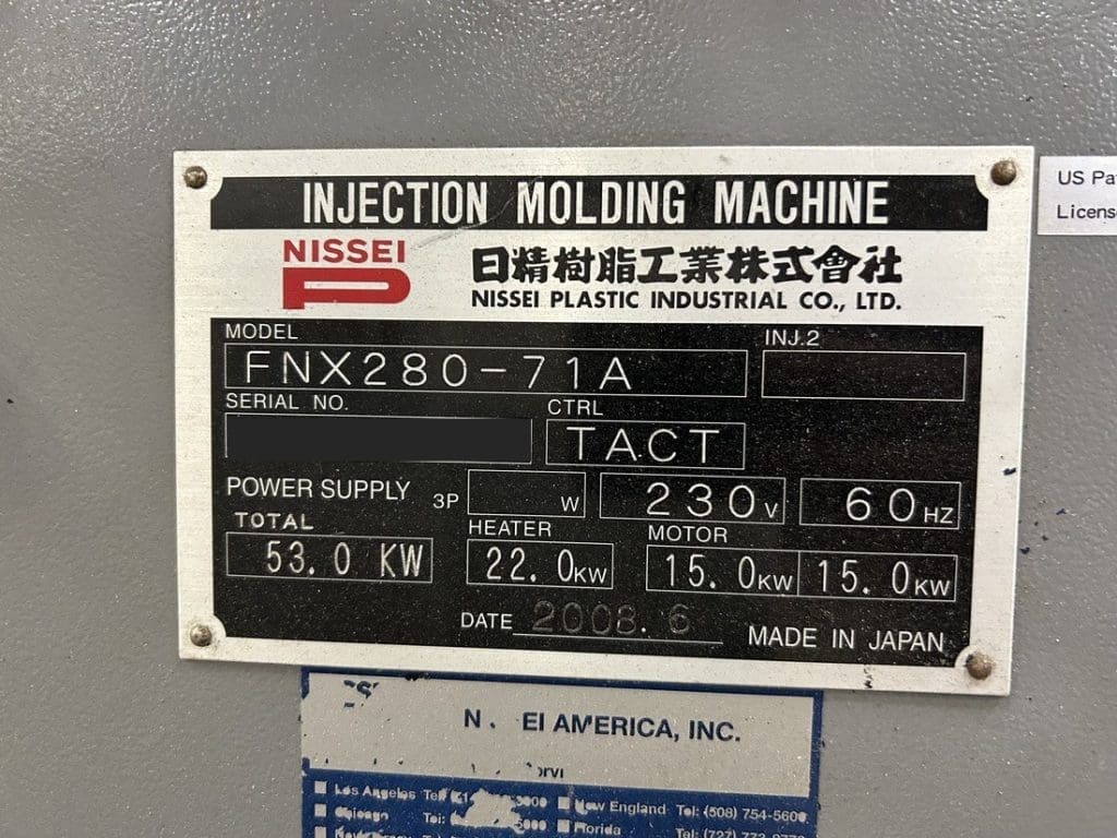 Used Nissei FNX280-71A Injection Molding Machine For Sale