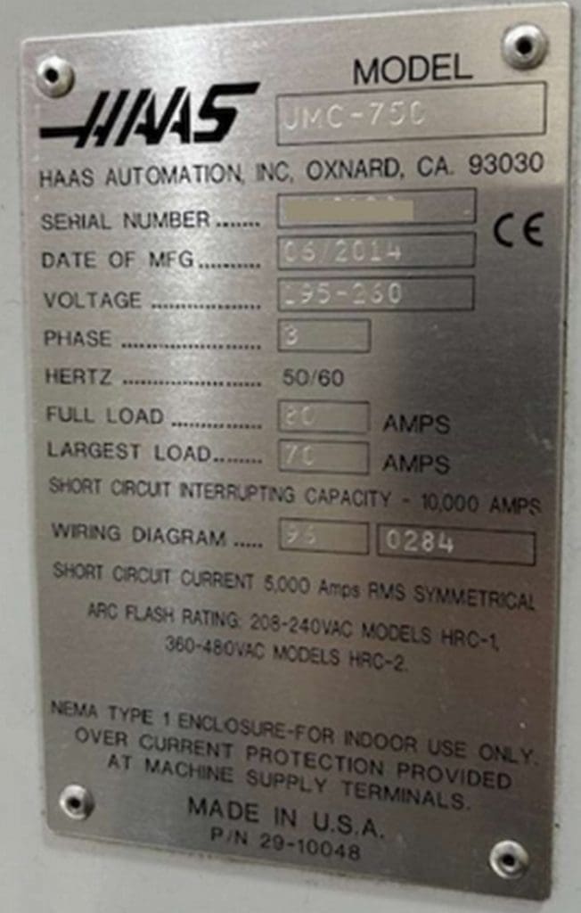 Used Haas UMC-750 CNC Vertical Machining Center For Sale
