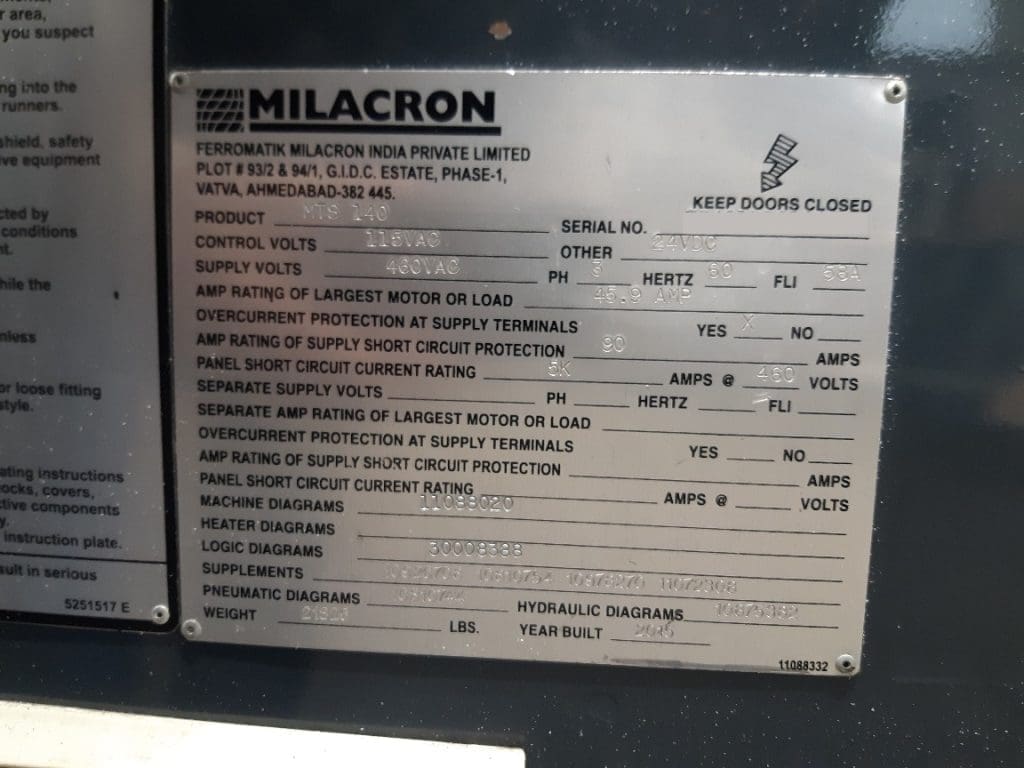 Used Cincinnati Milacron MTs125-630C Injection Molding Machine For Sale