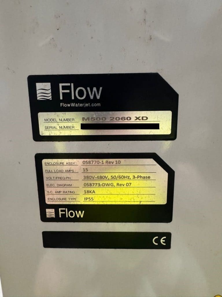 Used Flow Mach 500 2060-XD CNC Waterjet For Sale
