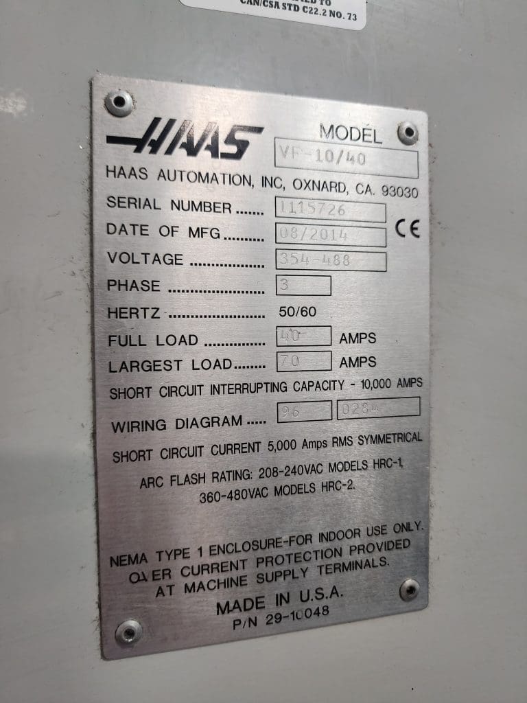 Used Haas VF-10 CNC Vertical Machining Center For Sale