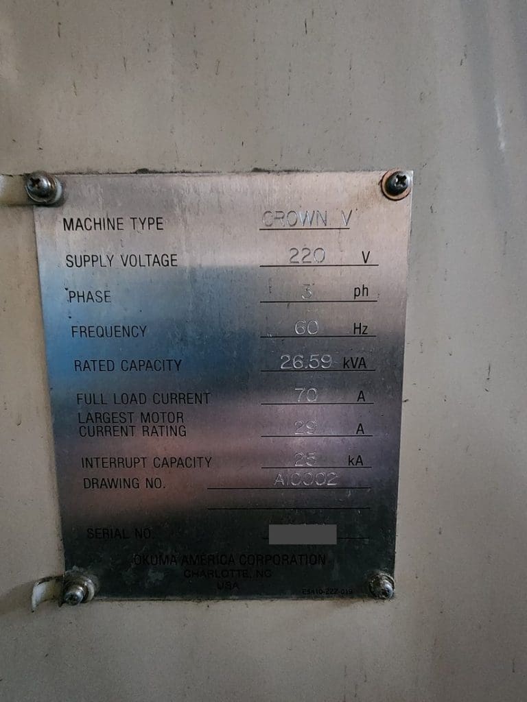 Used Okuma Crown V4018 CNC Vertical Machining Center For Sale