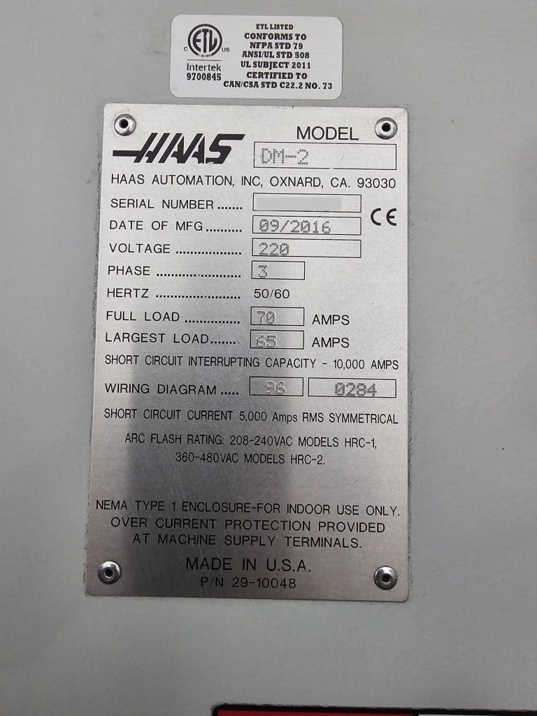 Used Haas DM-2 CNC Vertical Machining Center For Sale