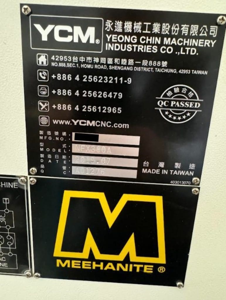 Used YCM NFX380A CNC Vertical Machining Center For Sale