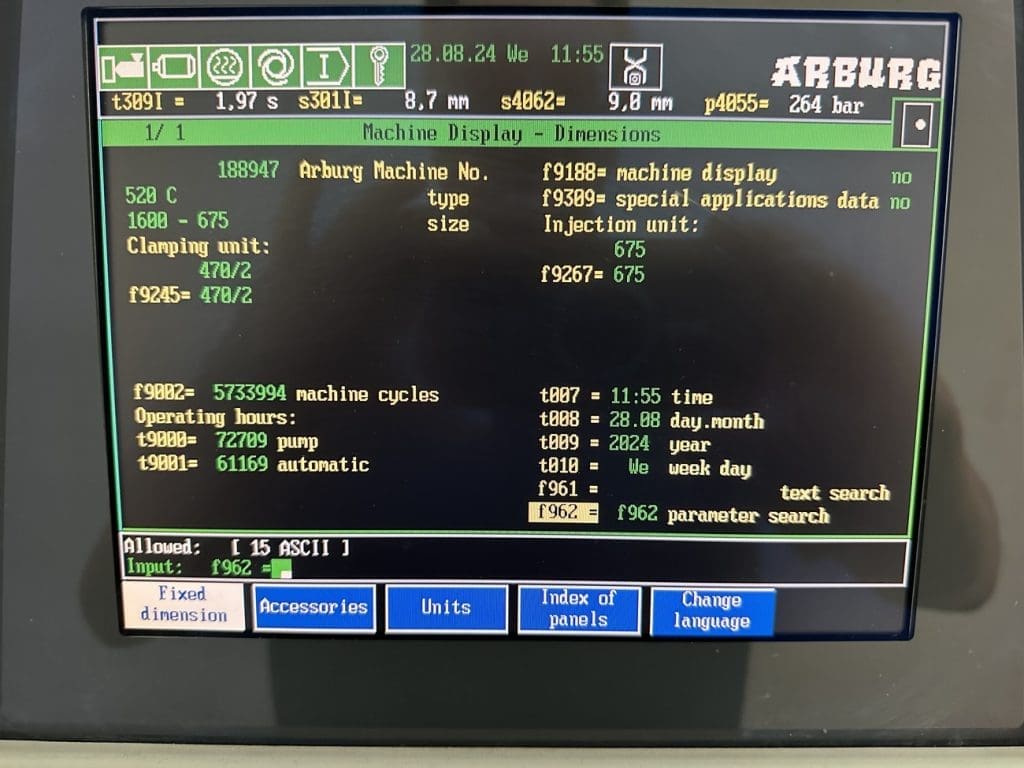 Used Arburg 520C 2000-800 Injection Molding Machine For Sale