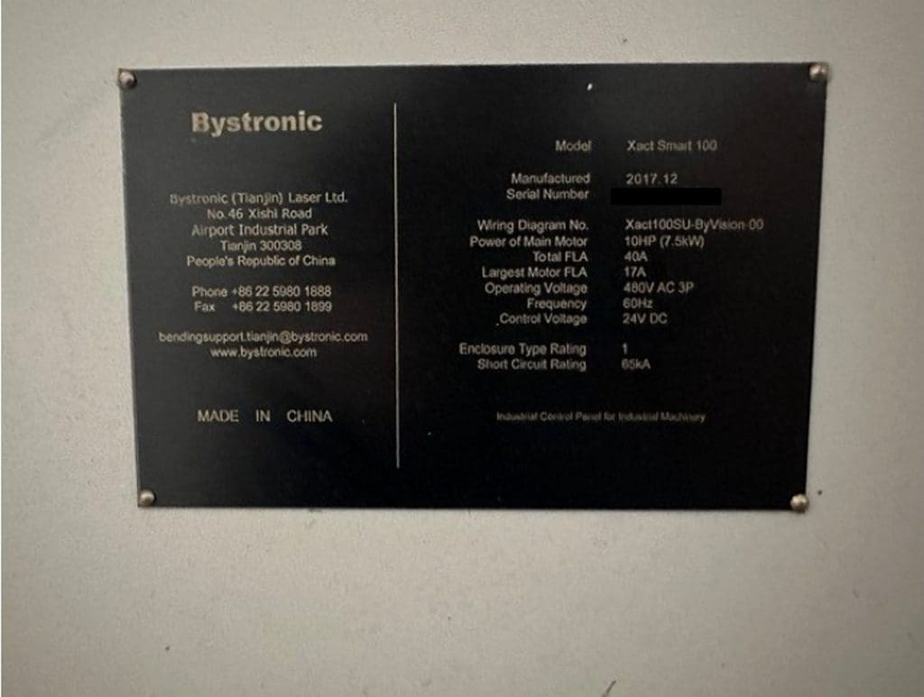 Used Bystronic Xact Smart 100/3100 Press Brake For Sale