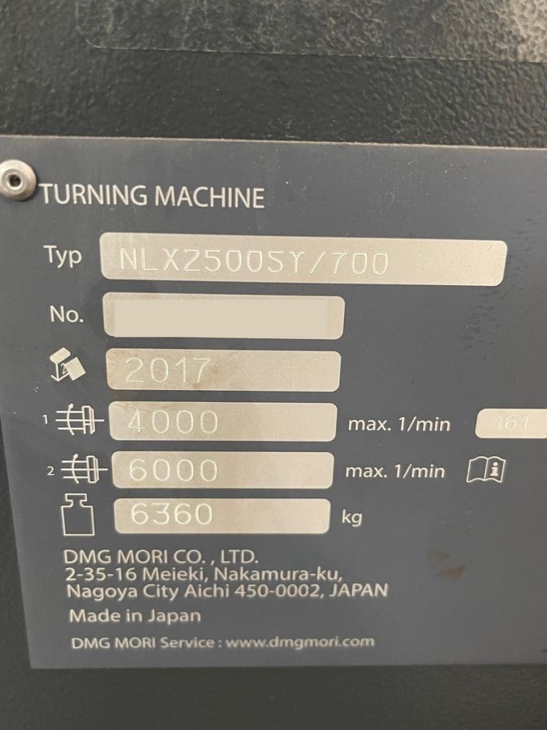 Used DMG Mori NLX-2500SY/700 CNC Lathe For Sale