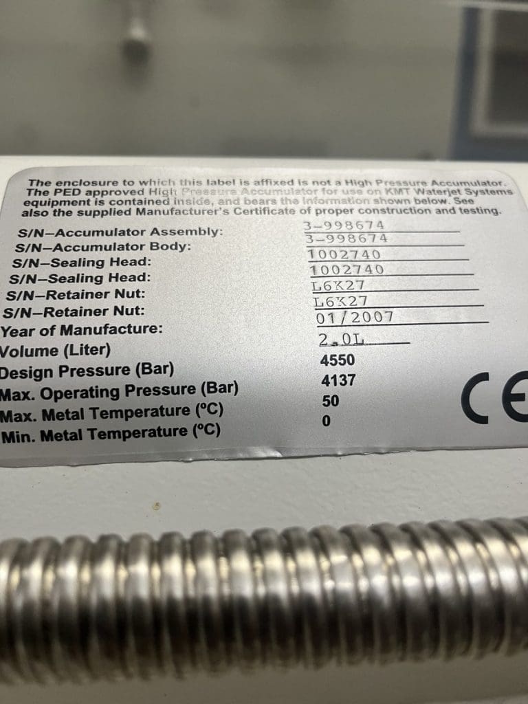 Used KMT SLV-100 CNC Waterjet For Sale