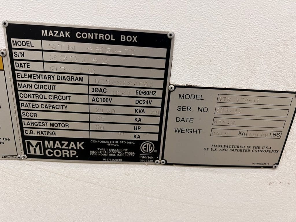 Used Mazak QTN-450 II CNC Lathe For Sale