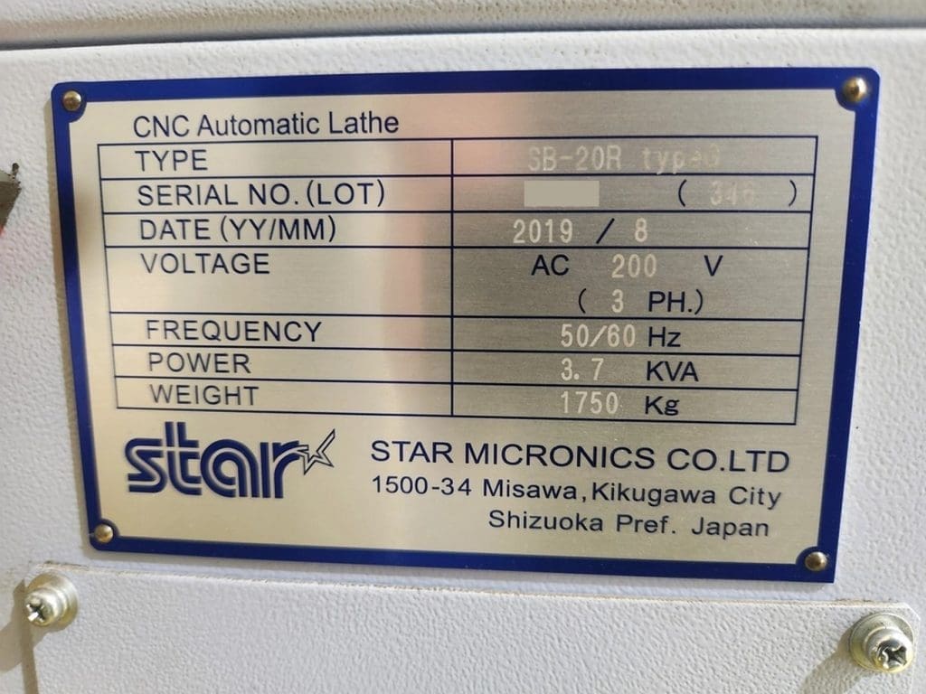 Used Star SB-20R type G CNC Lathe For Sale