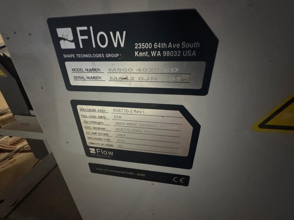 Used Flow Mach 500 4020 CNC Waterjet For Sale