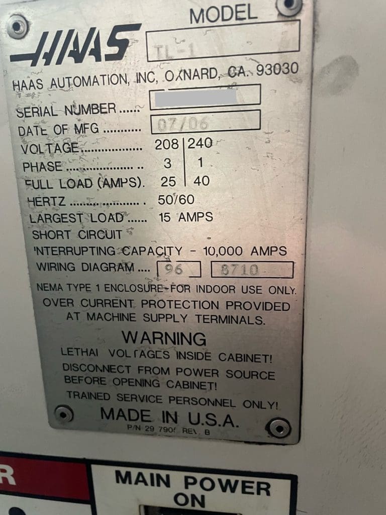 Used Haas TL-1 CNC Lathe For Sale
