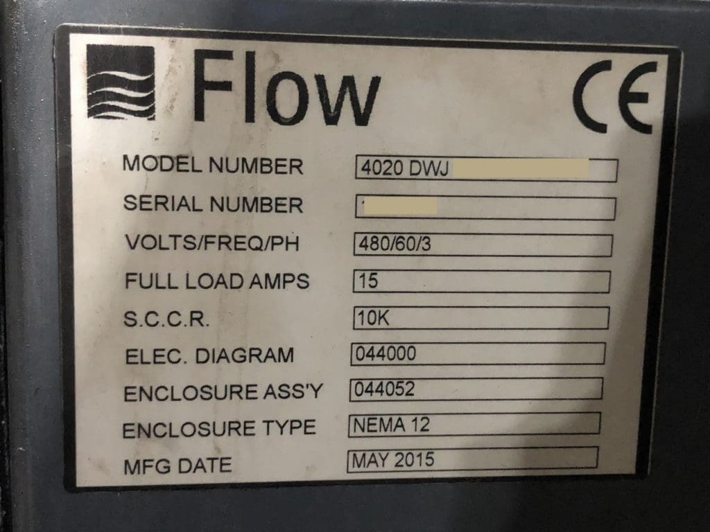 Used Flow Mach 3 4020b CNC Waterjet For Sale