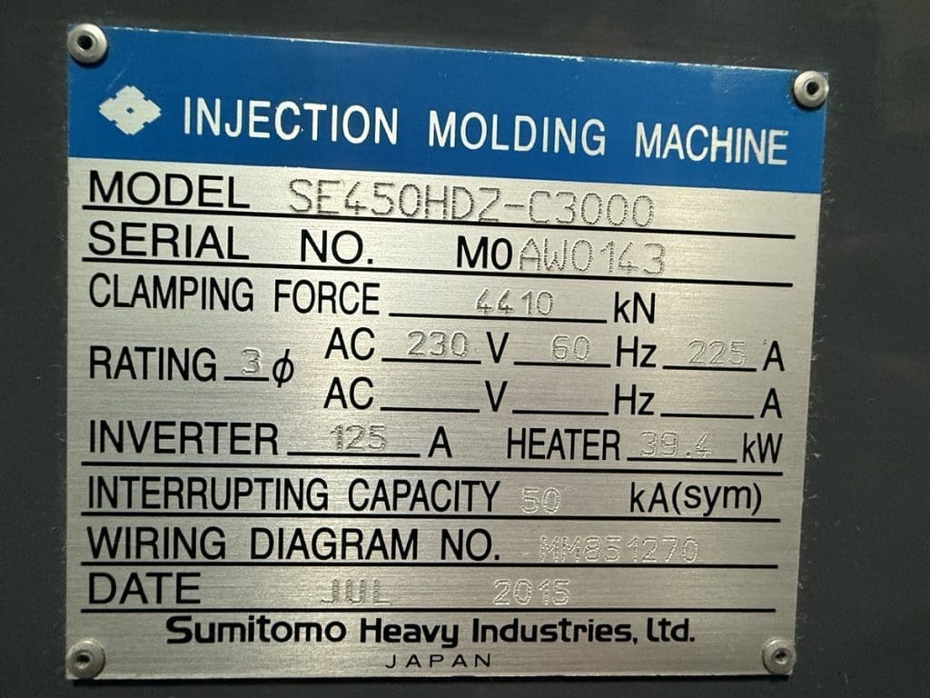 Used Sumitomo SE450 HDZ-C3000 Injection Molding Machine For Sale