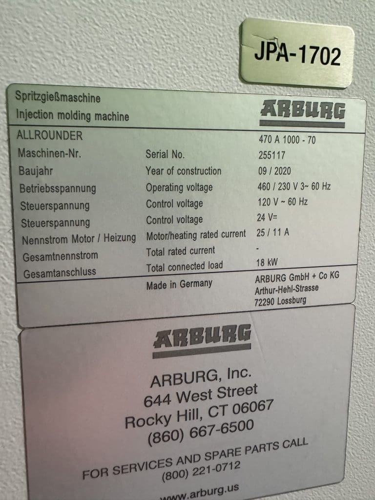 Used Arburg 470A 1000-70 Injection Molding Machine For Sale