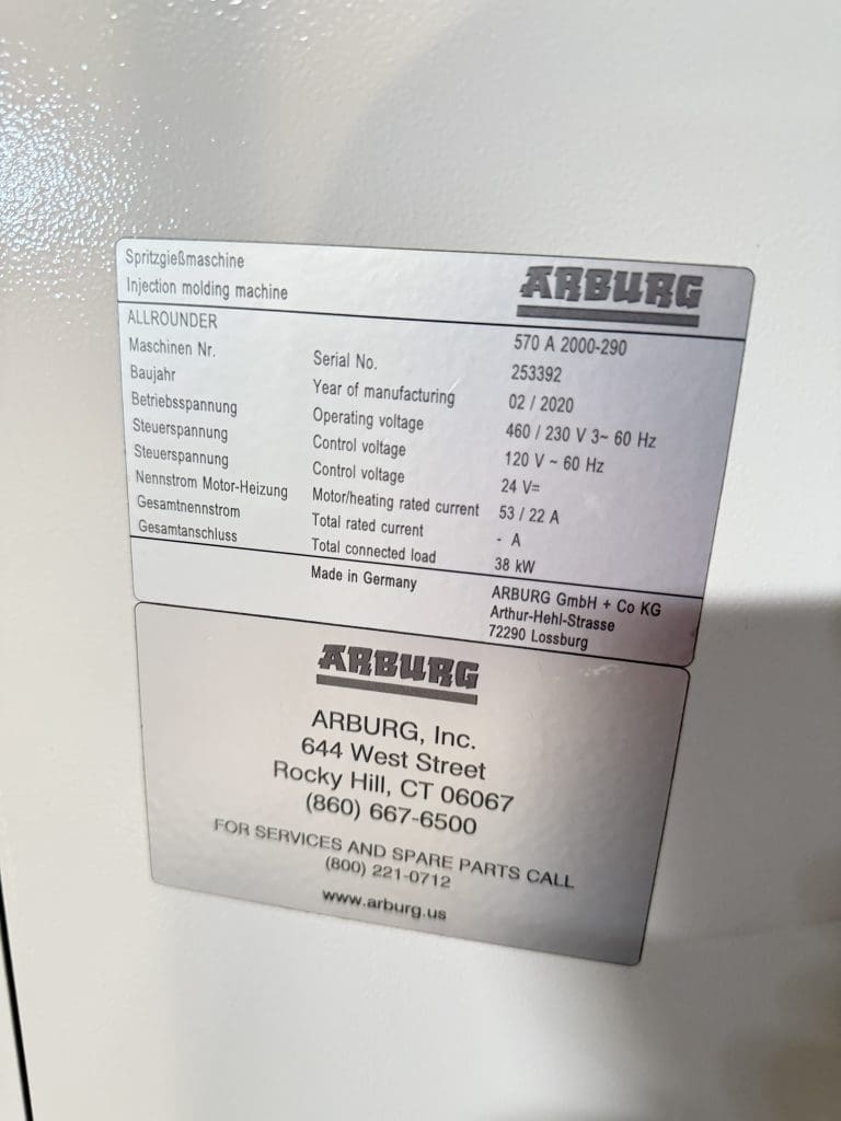 Used Arburg 570A 2000-290 Injection Molding Machine For Sale