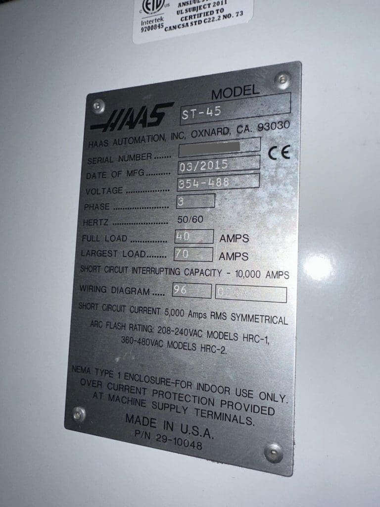 Used Haas ST-45 CNC Lathe For Sale