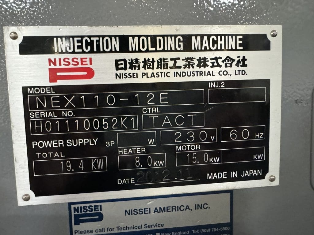 Used Nissei FNX110-18A Injection Molding Machine For Sale