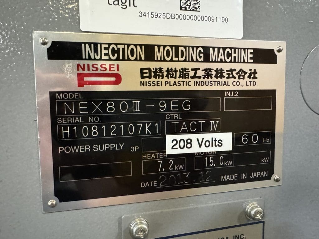 Used Nissei NEX80III-9EG Injection Molding Machine For Sale