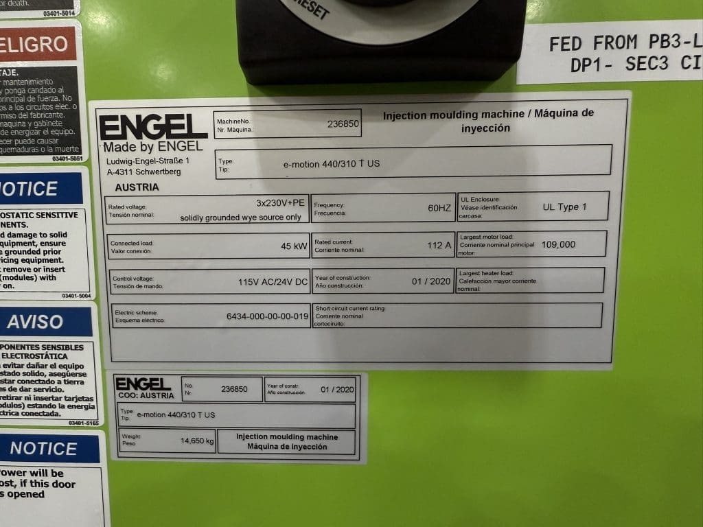 Used Engel e-motion 440/310 T US Injection Molding Machine For Sale