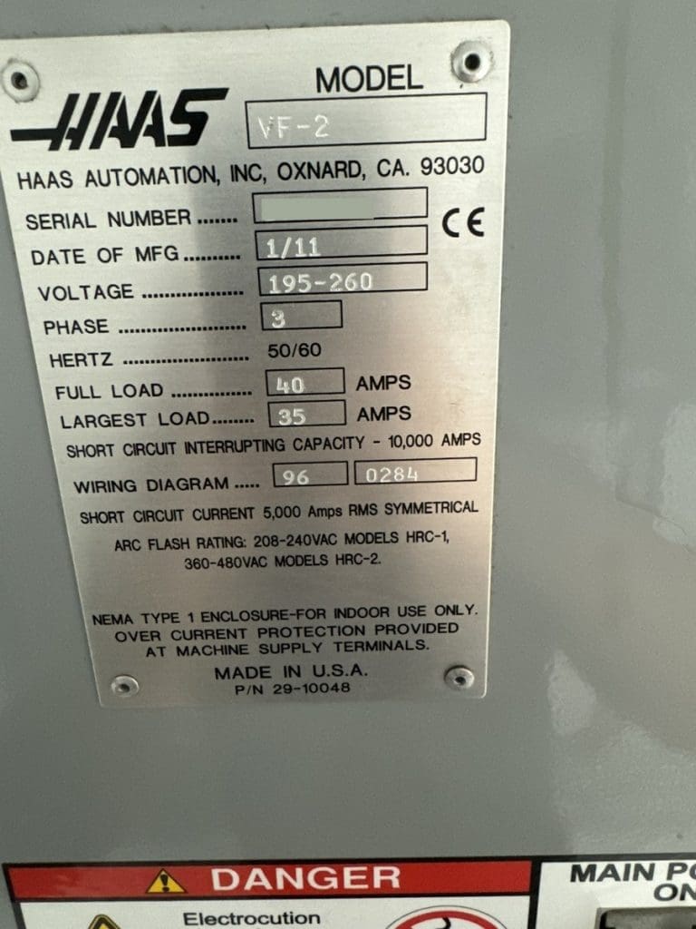 Used Haas VF-2 CNC Vertical Machining Center For Sale