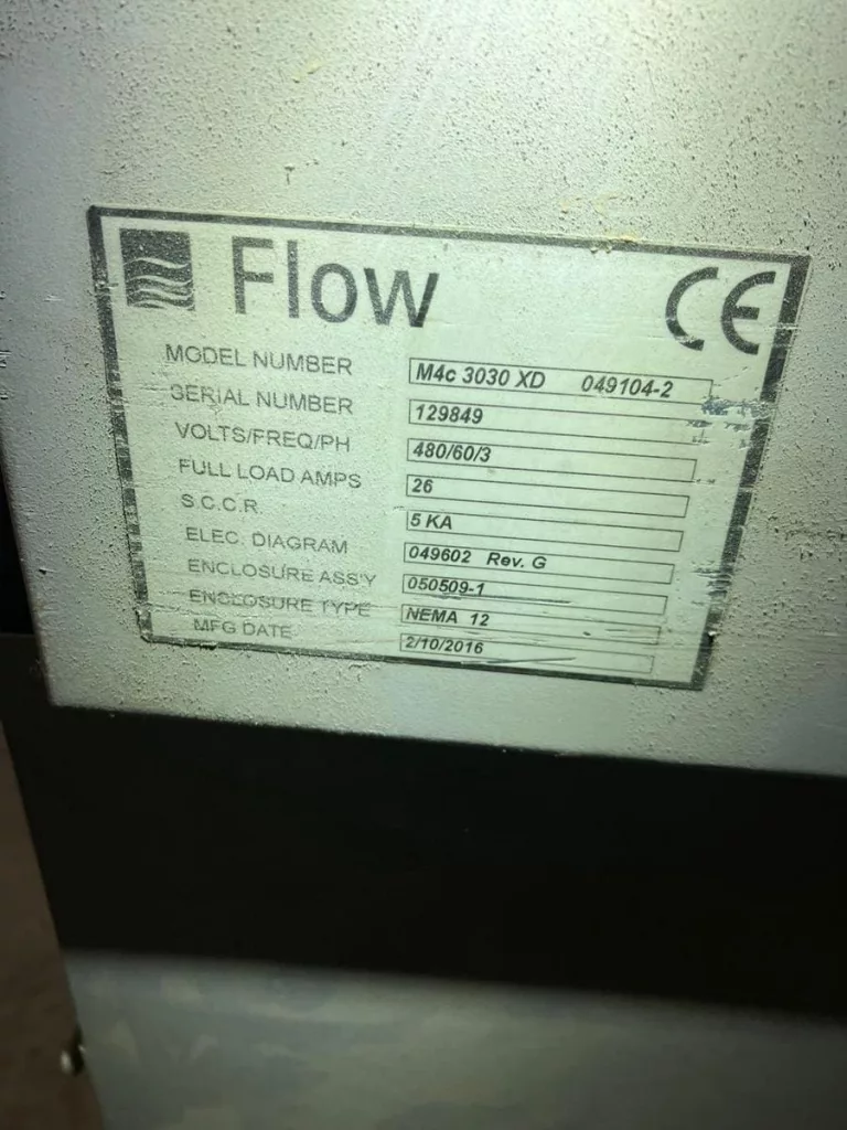 Used Flow Mach 4 3030c XD CNC Waterjet For Sale