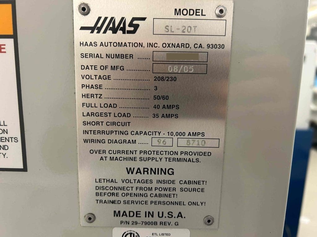 Used Haas SL-20T CNC Lathe For Sale